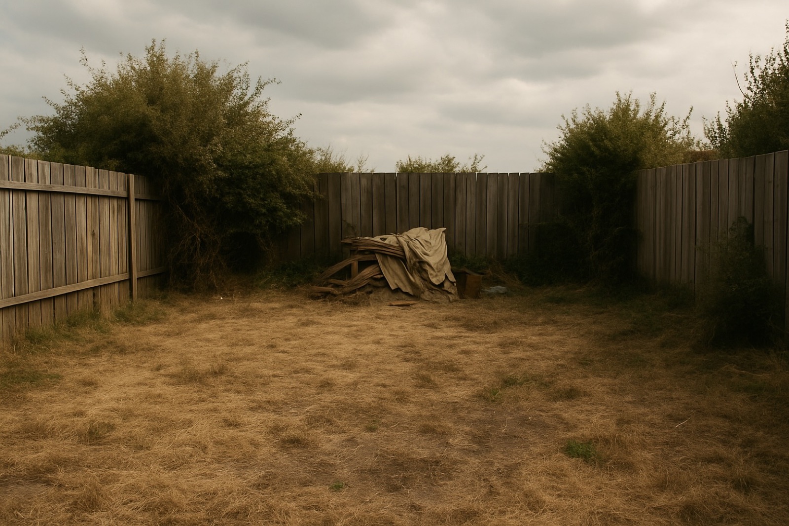 An untreated backyard before redesign